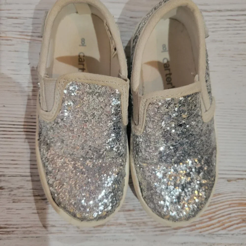 Silver Carter's Slip-on Sneakers - Toddler Size 8 - Picture 4 of 4